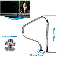 MSHOSAC Pool Handrail,2Pcs Pool Handrail for Stairs, 31.5x31.5inch, 304 Stainless Steel with Blue Grip Cover, Complete Mounting Accessories Included, Durable Swimming Pool Safety Rail