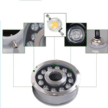 PROHEL Recessed Underwater Light - Ring Fountain Light, 12/24V Low Voltage LED Swimming Pool Light, IP68 Waterproof Middle Hole Landscape Light, for Fountain Pool, Underwater, Pond(Red,24V-12W)