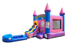 Pogo Bounce House Deluxe Pink Inflatable Bounce House with Slide and Water Pool