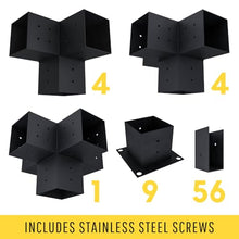 DIY Freestanding Pergola Bracket Kit with Slatted Roof - 6x6 Posts + 2x6 Rafters - Build Up to 24' x 24' - Steel Hardware Only