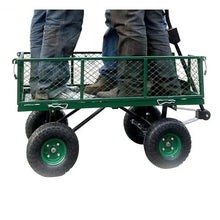 ZGLINMZ Folding Garden Cart with Mesh Panels Durable 4-Wheel Steel Utility Wagon for Yard Work Outdoor Transport Heavy-Duty and Easy to Maneuver