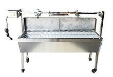 PreAsion 35 Inch BBQ Rotisserie Grill Roaster Stainless Steel Barbecue Charcoal Grill with Back Cover Automatic Rotary Pig Lamb Spit Kit 15W 110V