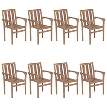 Coespram Stackable Teak Outdoor Dining Chairs Set of 8, Solid Brown Wood Frame, Taupe Cushioned Seat, 15.9" Seat Depth, 331 lbs Support, for Patio, Garden, Terrace and Balcony Dining