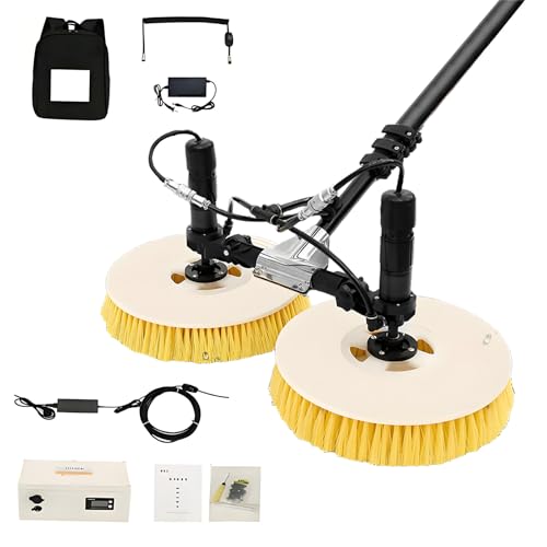 Multifunctional Solar Panel Cleaning Kit - Electric Water Fed Brush, 65cm Double Rotating Head, Extendable Pole, Suitable for Photovoltaic Panels, Windows & Pool Cleaning X1-3.5