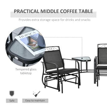 lafengyan Outdoor Glider Chair with Center Table for Patio, Backyard or Garden - Durable Steel Frame with Breathable Sling Fabric Seating