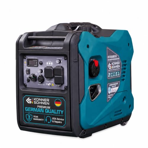 Konner&Sohnen Gas Inverter Generator - 5500 Watt, 120V/240 V, Portable and Lightweight, Super Quiet with Pure Sine Wave and CO Sensor (German brand, model: KS 6000iES CO)