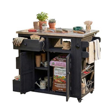 Merax Kitchen Island with Storage and Drop Leaf, Rolling Grill Cart with Stainless Steel Top, Drawers and Side Spice Rack,Outdoor Storage Cabinet for BBQ, Bar Patio Kitchen Island, Black