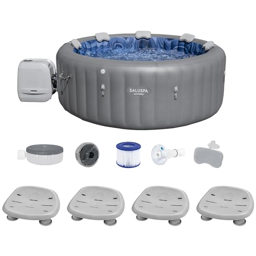 Bestway SaluSpa Santorini HydroJet Inflatable Hot Tub with EnergySense Cover