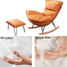 TXGJWRA Upholstered Rocking Chair with Ottoman, Steel Frame Rocker Chair with Wood Base, Padded Seat for Living Room Balcony Porch, Support 160Kg,