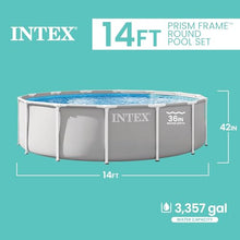 INTEX Prism Frame 14ft x 42in Round Above Ground Swimming Pool Set w/Pump