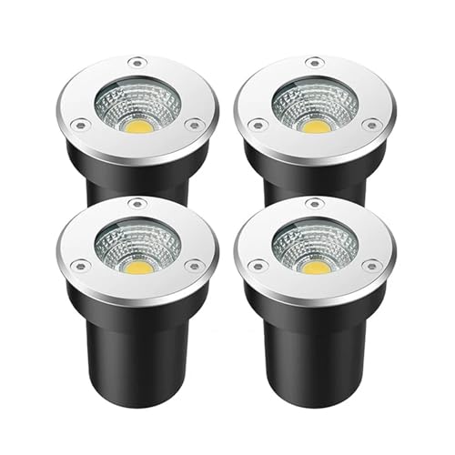 tyfuture 4 Pack Outdoor Ground Light COB Underground Light IP66 Waterproof LED Recessed Buried Lights for Yard Garden Driveway Deck Path Patio Landscape Lighting(White,30W-AC24V)