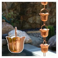 XHsghSEG rain Chain, Copper Downspout Adjustable Length & Cups Multiple Sizes for Villa Deck Pergola(2.4 m (7.8ft))