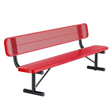 Metal Park Bench for Outside, Outdoor Bench with Backrest & Portable Frame