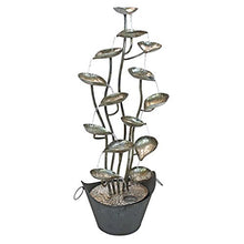 Water Fountain - Nearly 4 Foot Tall Rain Forest Leaves Garden Decor Metal Fountain - Outdoor Water Feature,Silver