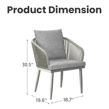 Aeeiua Patio Dining Chairs Set of 6, Modern Rattan Woven Rope Outdoor Dining Chairs with Cushions for Balcony, Poolside, Backyard