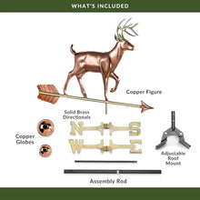 Good Directions Proud Buck/Deer Copper Weathervane, Includes Adjustable Roof Mount for Easy Installation - Hand-Polished Copper