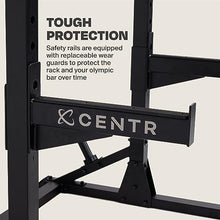 CENTR Half Rack - 7 Gauge Steel Squat Rack with J-Hooks, Pull Up Bar & Weight Storage - Matte Black