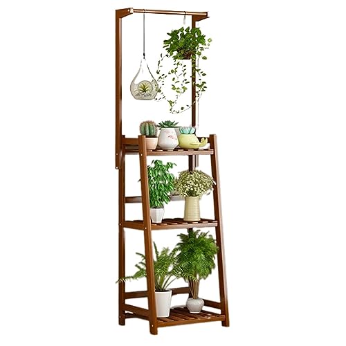 Hanging Plant Stand 3 Tier Ladder Flower Indoor Flower Stands Wood Flowerpot Stand For Multiple Pot Plant Shelf For Window Balcony Living Room Plants Display Rack Multifunctional Ladder Frame
