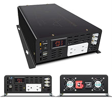 3000Watt Pure Sine Wave Power Inverter 24VDC to 120VAC 6000W Peak Built-in Soft Starter Dual AC Outlets 2× 2.4A USB Port &Hardwire Terminal Off-Grid Solar Converter RV Trucks (U5-300024)