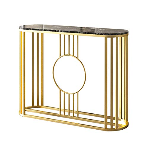 FUFU Coffee Table Marble Porch Table, Light Extravagant Entrance Station Modern Wrought Iron Against Wall Table 31.4x11.8x31.4 Inch