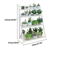 ZOCWJK Plant Shelf Indoor Plant Stand 4 Tier Foldable Corner Shelf Rack Simple and Fresh Flowerpot Stand Multifunctional Flower Stand,White-70cm