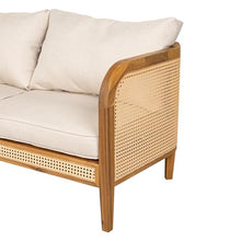 Christopher Knight Home Tilden Acacia Wood Outdoor Loveseat, 2-Seater Patio Furniture Sofa with Wicker Accent, Wooden Patio Sofa Couch with Armrest+Cushions, Comfy Lounging/Reading Chair, Teak+Beige