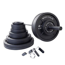 Body-Solid (OSB455) Olympic Weight Plate Set with Bar Black