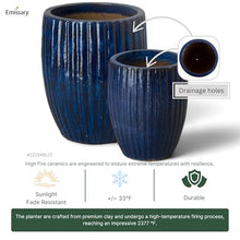 Emissary 21" Blue Stoneware Round Planter