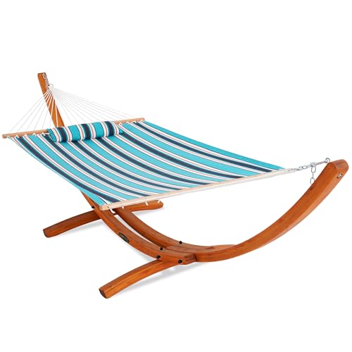Lazy Daze Sunbrella Fabric Hammock with 13FT Arc Wood Hammock Stand