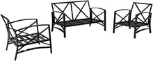 Crosley Furniture Kaplan 3-Piece Outdoor Loveseat Patio Furniture Set Oiled Bronze with Oatmeal Cushions