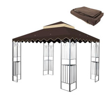 10X10 Ft Outdoor Patio Gazebo Canopy Replacement - Brown. with Sun Resistance. Has Drain Holes & Screen Brown Roof Cover. Protected and Double Tiered Drainage