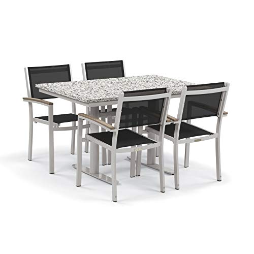 Oxford Garden Travira 5-Piece Bistro Set Steel Lite-Core Ash Black Sling Vintage Tekwood