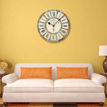 PPXCZZ Outdoor Wall Clock, Waterproof Garden Clock with Roman Numerals, Retro Shabby Style Wooden Silent Patio Clock, Indoor & Outdoor Decoration
