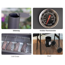 YEWASTI Charcoal BBQ Smoker Grill Set, Large Outdoor Chimney Smoker for Backyard Cooking, Patio Parties, and Camping