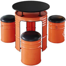 JOSOGO Coffee Restaurant Table and Chair Set, Creative Industrial Style Outdoor Oil Drum Multi-Functional Outdoor Lounge Table and Chair Set(E)