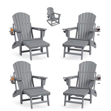CABIHOME Set of 4 Comfortable Folding Adirondack Rocking Chairs, HDPE All-Weather Outdoor Seats with Two Cup Holders, Perfect for Patio, Porch & Garden