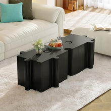 roomfitters 3-Piece Artistic Puzzle Table Set, Interlocking Modular MGO Side Tables (2 Convex & 1 Concave), Black
