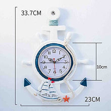 Vintage Wooden Ship Anchor Outdoor Garden Wall Clock, Mediterranean Style Large Outdoor Clock Beach Sea Theme Outside Wall Clock