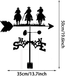 Weather Vane Three Cowboys Riding Wind Vane Wind Direction Indicator Weathervane Stainless Steel for Outdoor Garden Gazebo