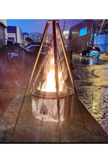 Bermuda Triangle Fire Pit - Stainless Steel Body, 18 Inch Diameter, 11.8 Inch Height - Heavy Duty Outdoor Charcoal Grill and Heater - 8.8 lb Weight - Silver