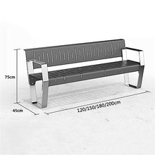 Park Patio Seat Outdoor Park Bench, Painted Steel Bench with Back and Armrest, Garden Chair Patio Garden Bench Porch, Pool Lawn Garden Furniture