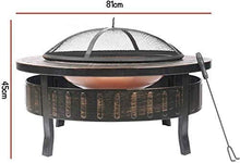 Garden Fire Pit Grill Bowl Grill Barbecue Rack Outdoor Metal Firepit Round Table Backyard Patio Garden Stove Wood Burning Fire Pit with Spark Screen, Log Poker and Cover,Outdoor Fire Pits