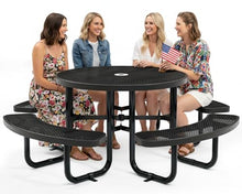 OUTTANS Commercial Metal Picnic Table (Black, 46in, Round, Expanded Steel)