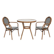 EMMA + OLIVER Black/White Indoor/Outdoor Bistro Table Set with 2 Chairs