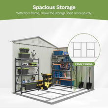 Patiowell 8x6 FT Outdoor Storage Shed with Floor Frame, Metal Garden Sheds