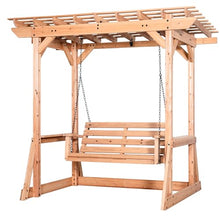 Backyard Discovery Callahan Cedar Wood Outdoor Pergola Swing Bench Light Brown