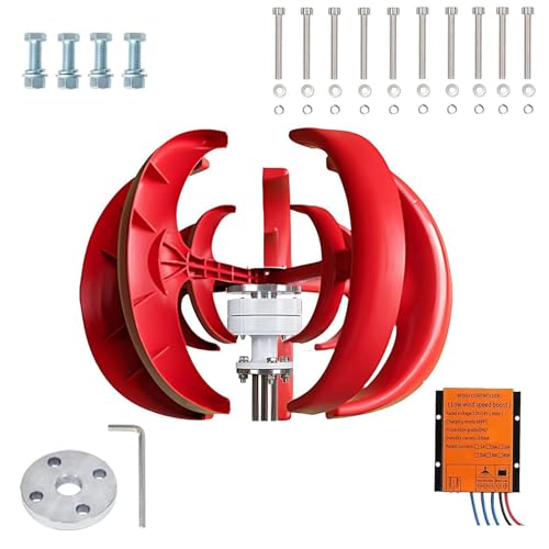Efficieran Vertical Wind Turbine for Home Garden 500W 300W 100W, 48V 24V 12V Windmill Generator Kit with Controller, Low Noise 5 Blades, Power Source for Remote Farm and Cabin Use(12V,500W)