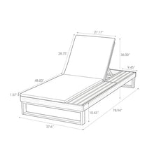 Merax 4-Piece Teak Finish Acacia Wood Chaise Lounge with 1.57-Inch Leaf Coconut 2-Fold Cushion Set, 4-Position Adjustable with Flat Side Surface, for Poolside