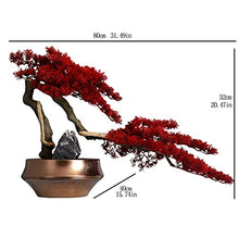 Artificial Bonsai Artificial Tree Bonsai Creative Red Leaf Tree Bonsai Golden Flowerpot Stone Landscaping Living Room Office Study Decoration Fake Plants for Home Office