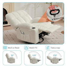 IDEALHOUSE Oversized Rocking Recliner Chair with Heat and Massage, Beige